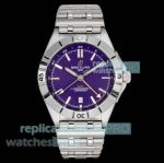 Swiss Replica Breitling Chronomat Automatic GMT 40mm Purple Dial Stainless Steel Watch 